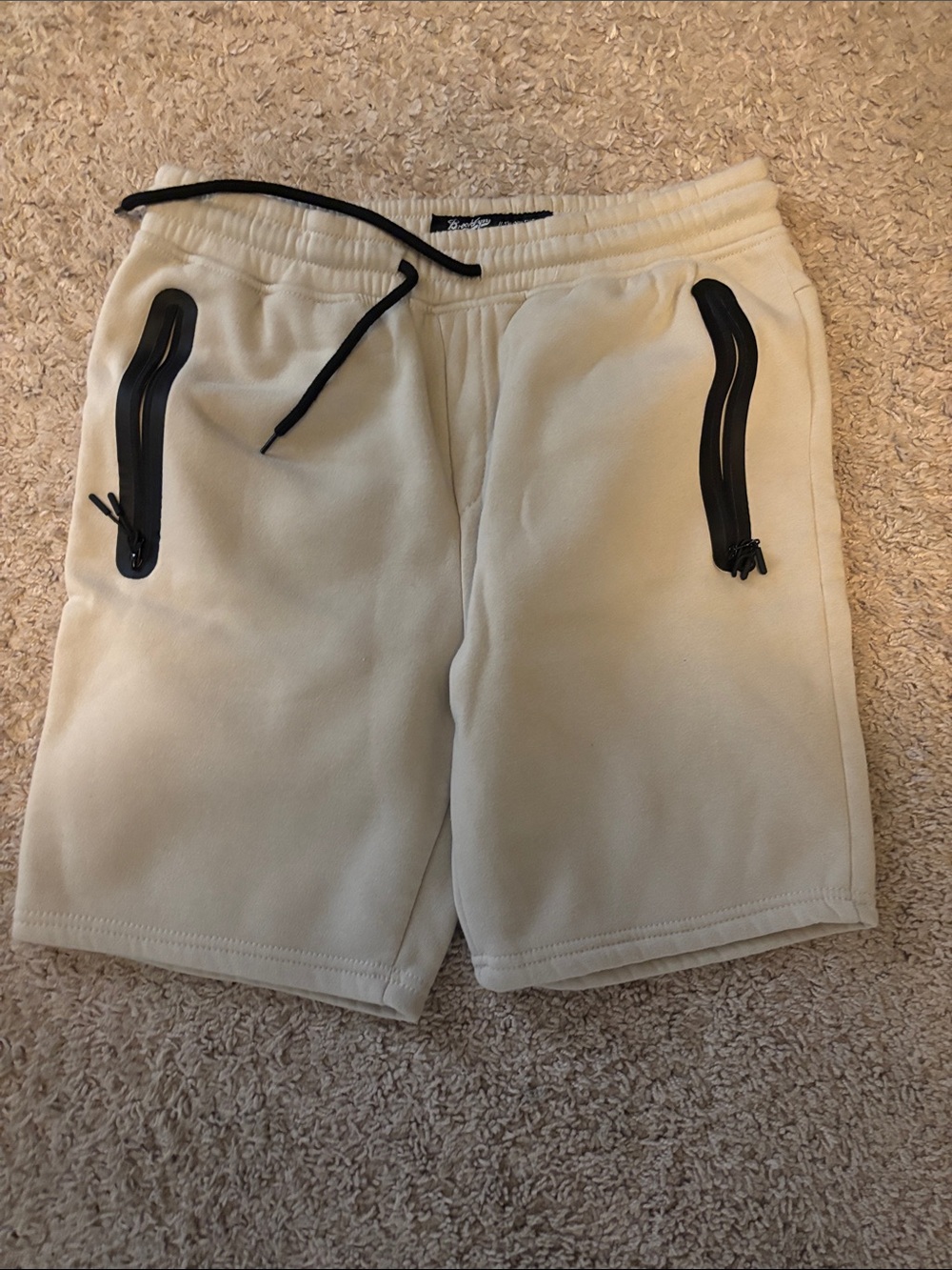 Men's Cream Active Shorts with Black Trim